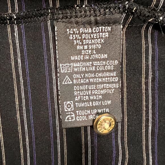 Pebble Beach Golf Mens Performance Black Striped Short Sleeve Polo Shirt Size L - Picture 6 of 7